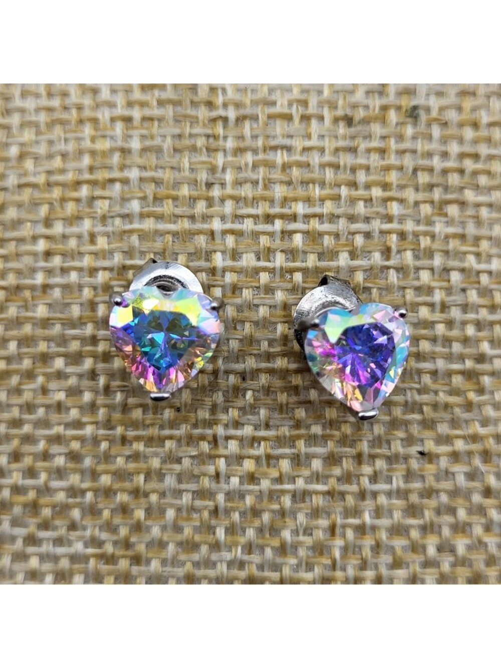 Fab Color change crystal heart earrings Sterling Silver Stud Flamboyant Festival
